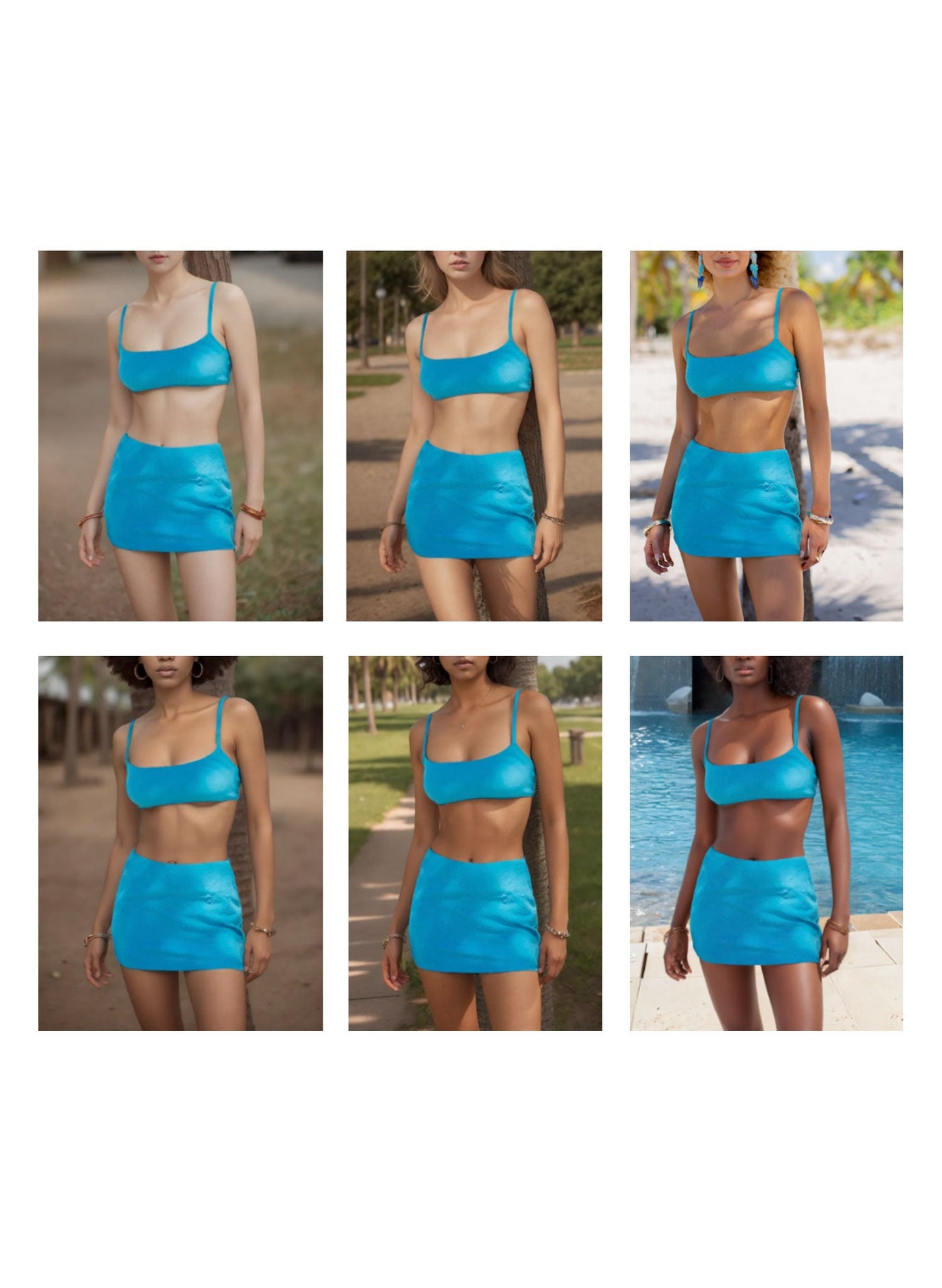 Tiffany Triangle Bikini Top - Embossed Blue Tidepool