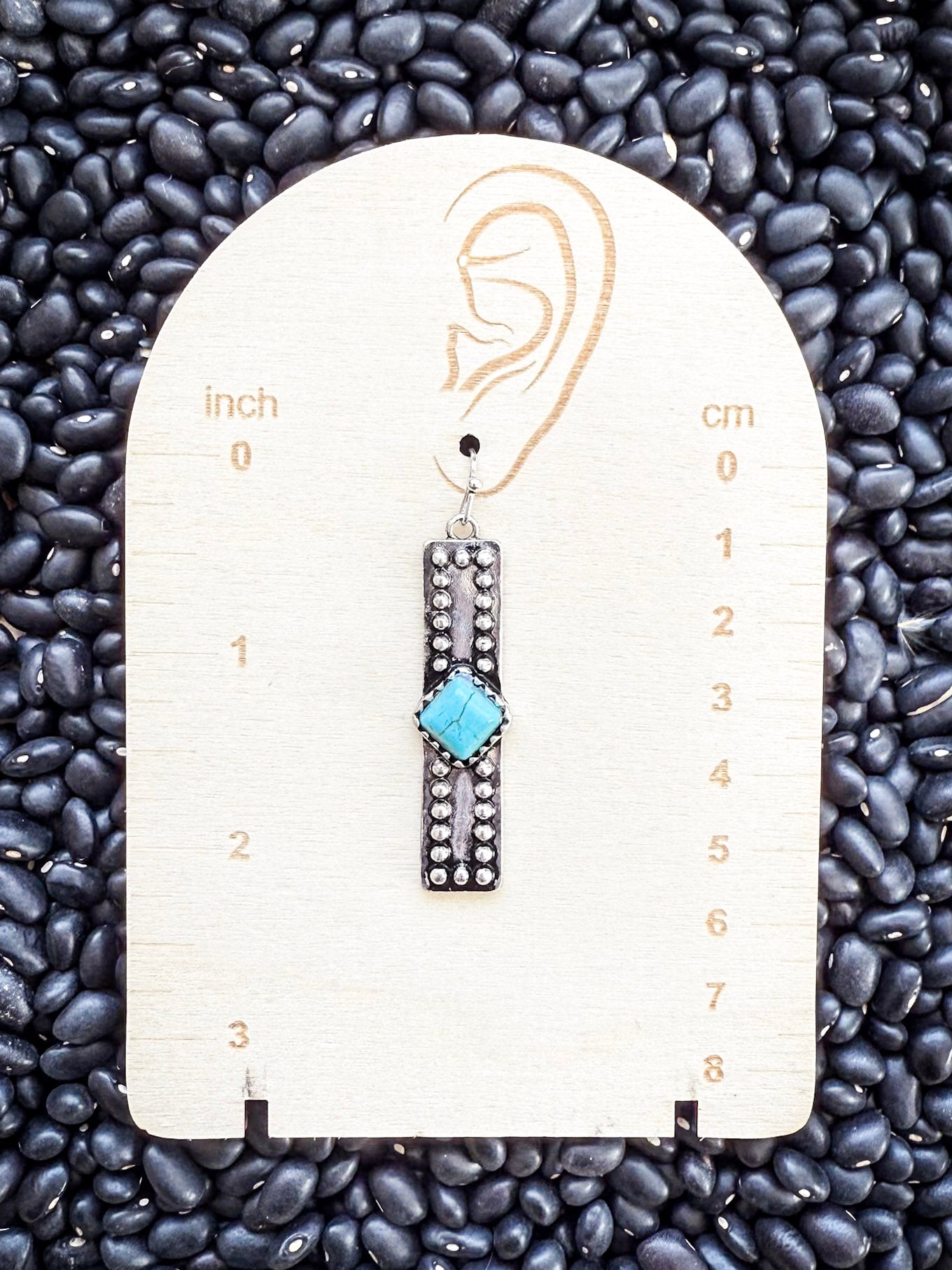 Celine Dangle Bar Fashion Earrings - Silver/Turquoise