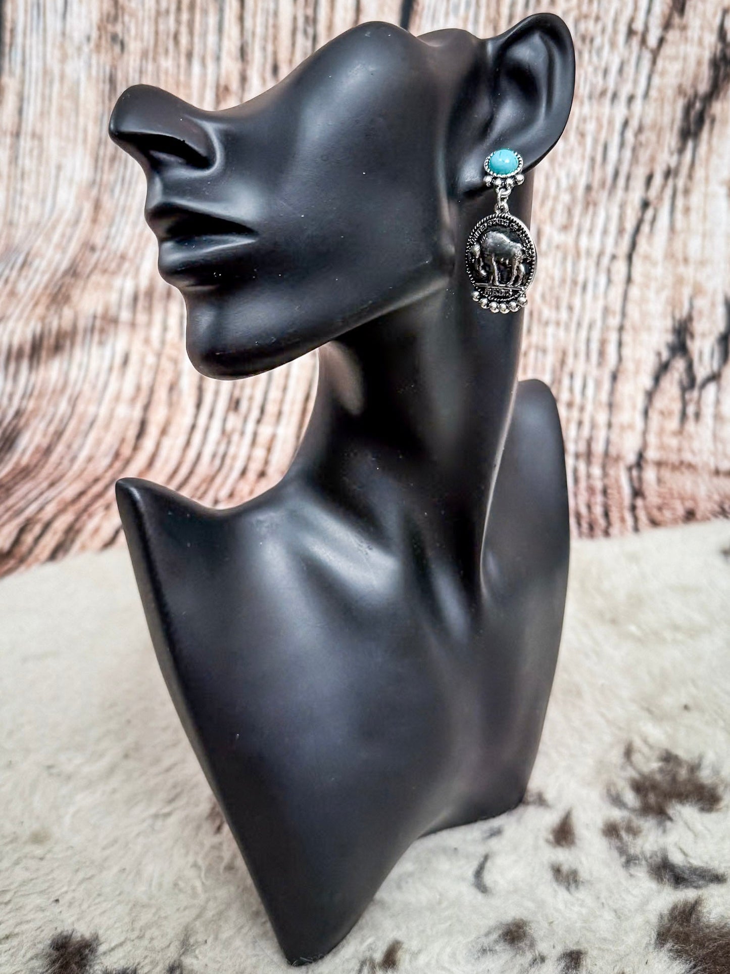 Range Western Buffalo Coin Fashion Stud Earrings