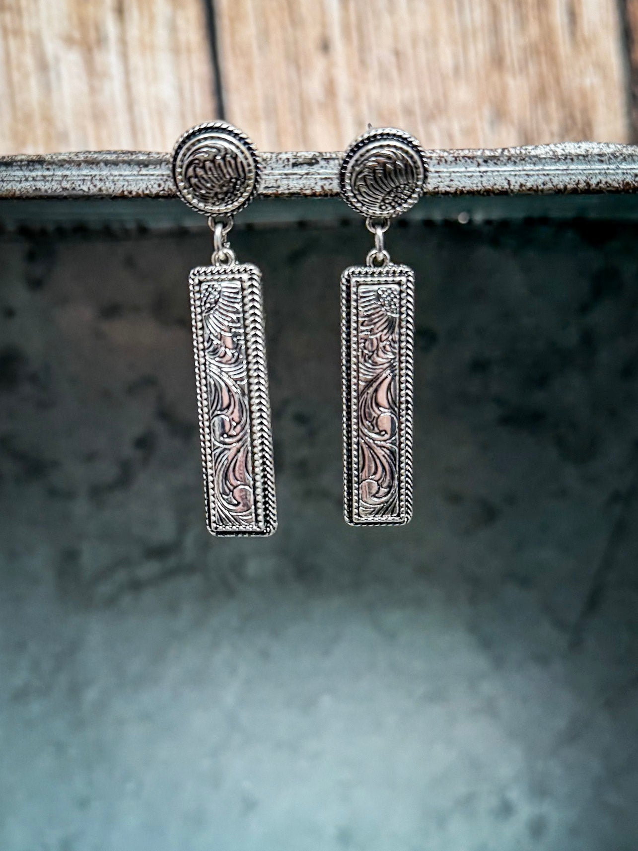 Out West Bar Dangle Fashion Earrings - Silver