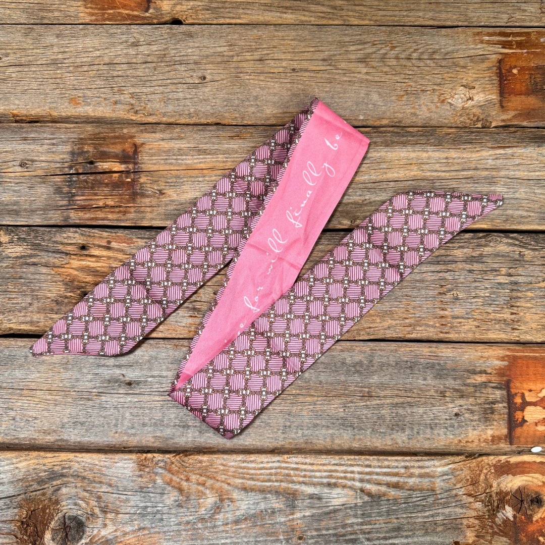 Pink and Gold Western Skinny Mini Wild Rag Scarf / Cowgirl Necktie #TW133