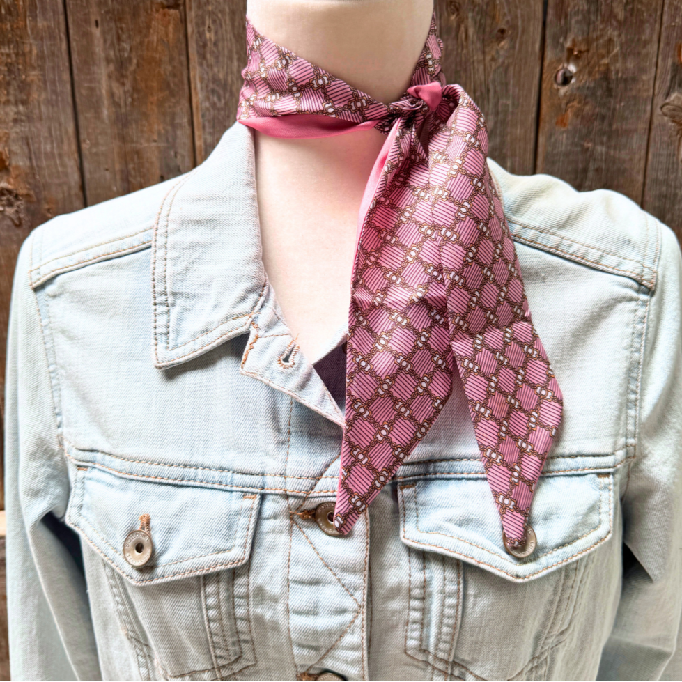 Pink and Gold Western Skinny Mini Wild Rag Scarf / Cowgirl Necktie #TW133