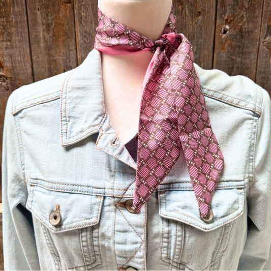 Pink and Gold Western Skinny Mini Wild Rag Scarf / Cowgirl Necktie #TW133
