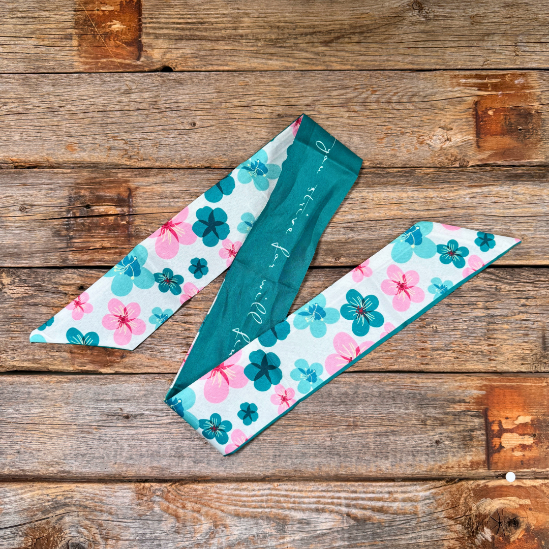 Pink and Teal Western Skinny Mini WIld Rag Scarf / Cowgirl Necktie #TW145