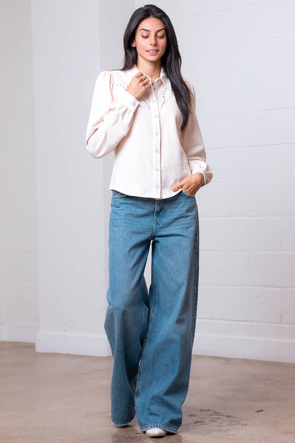 Amarillo Studded Yoke Blouse