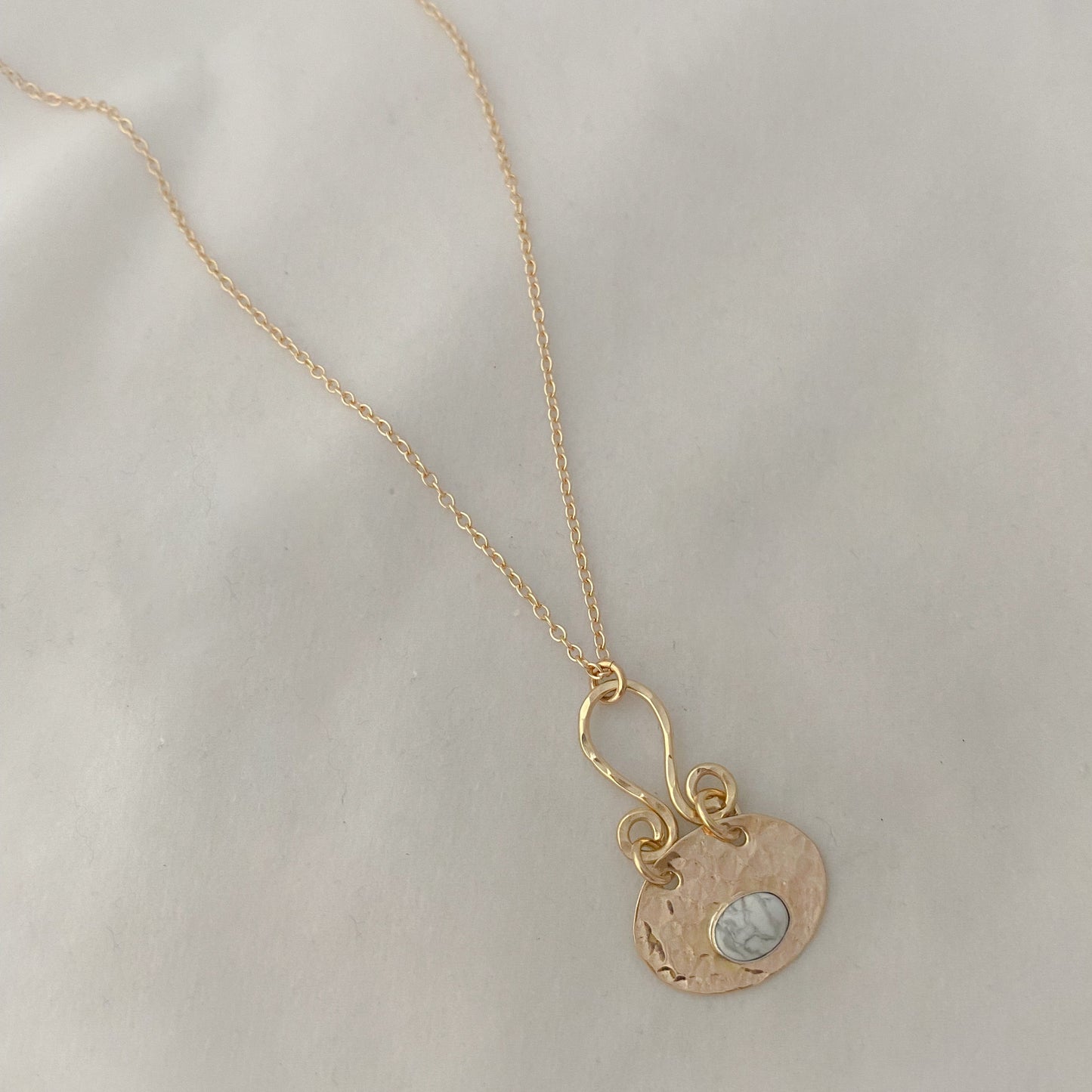 White Howlite with horseshoe Necklace