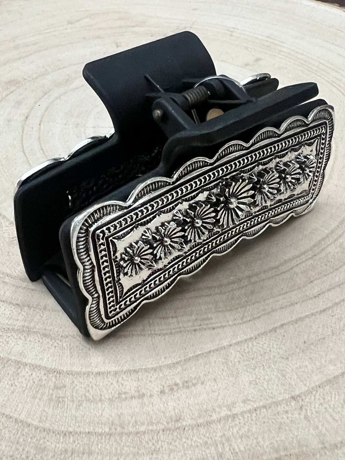 Western Faux Silver Claw Clip
