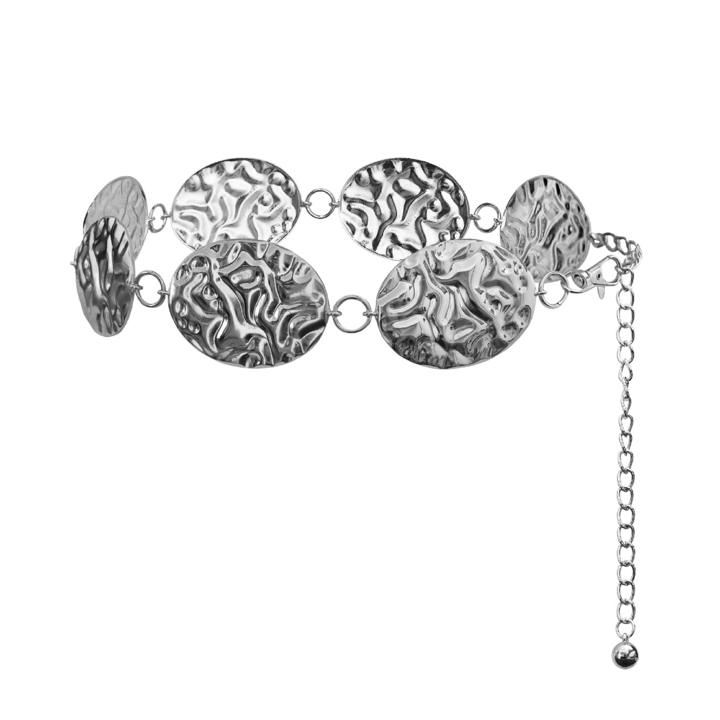 Hammered Metal Western Boho Oversized Concho Chain Belt