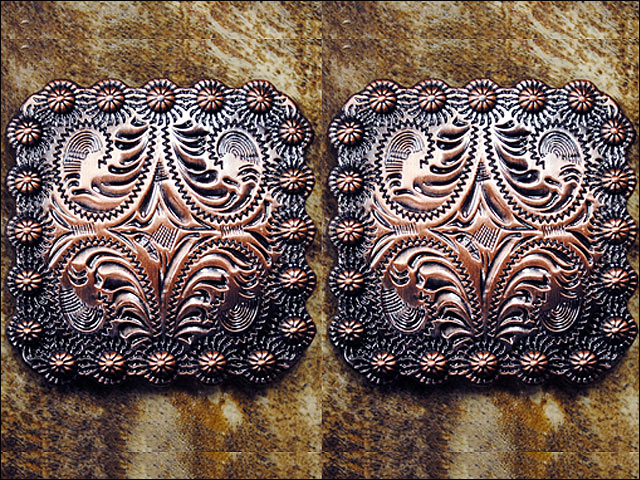 Western Screw Back Concho Floral Carved Copper Saddle Bling Cowgirl