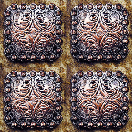 Western Screw Back Concho Floral Carved Copper Saddle Bling Cowgirl