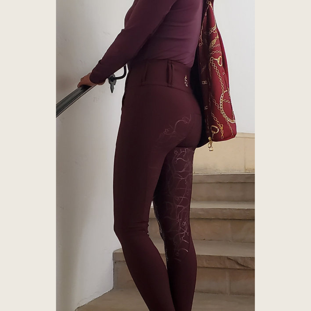 Burgundy Silicone Grip Breeches with Belt Loops