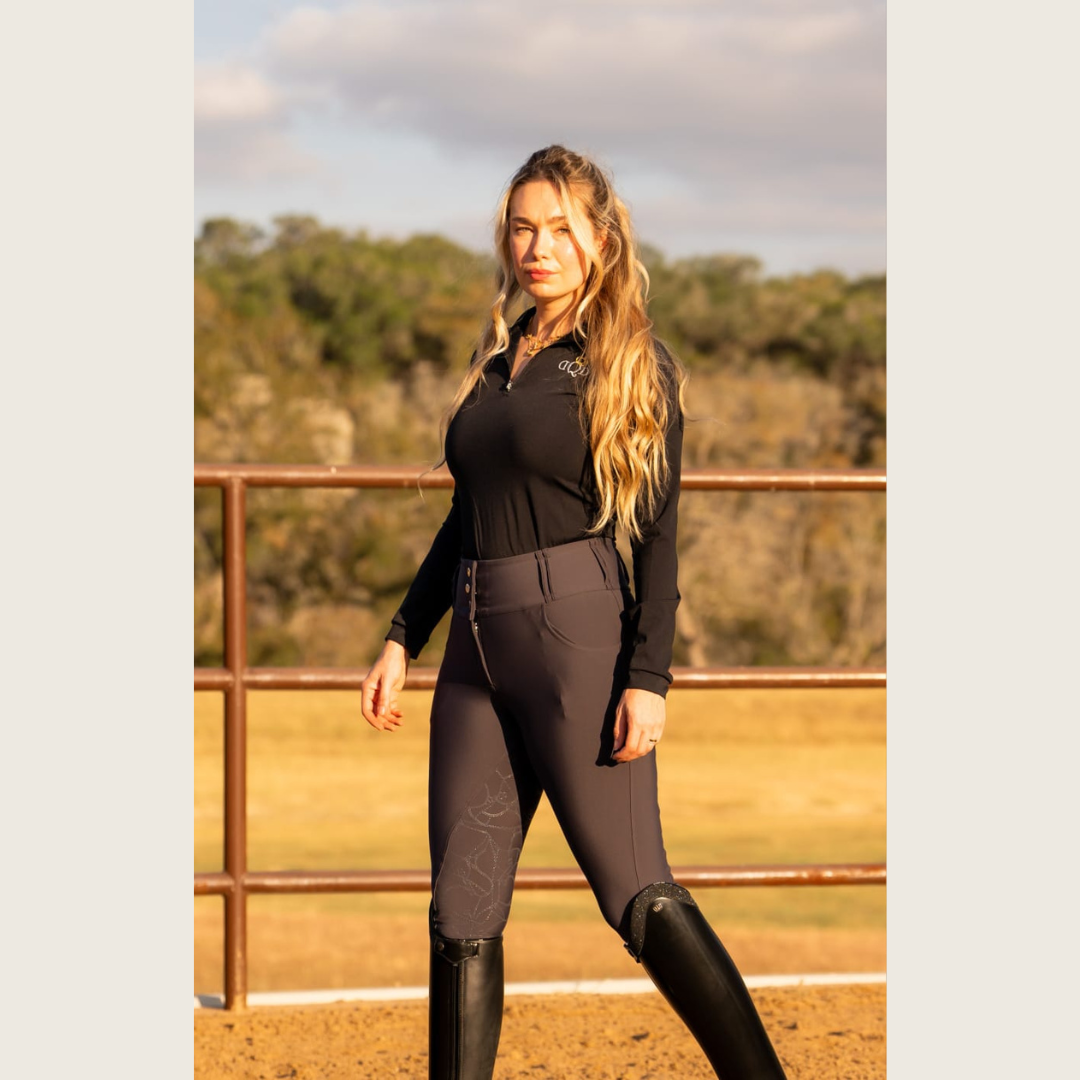 Heather Grey Silicone Grip Breeches with Belt Loops