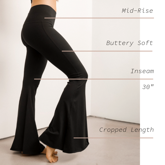 Solid Black Crop Bell Bottom ♡ *Waitlist