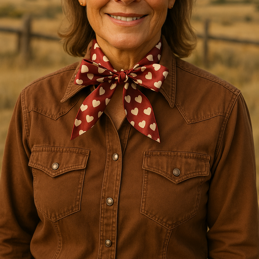 Burgundy and Cream Western Skinny Mini Wild Rag Scarf / Cowgirl Necktie #TW334