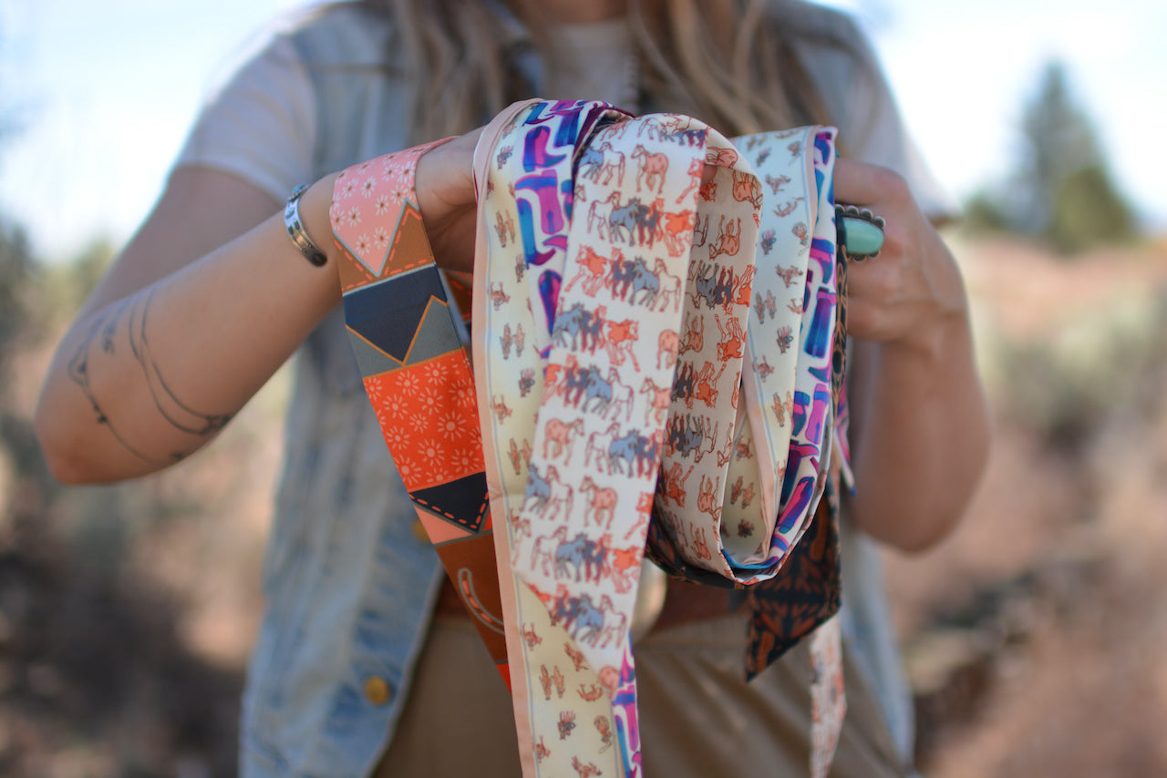 Cotton Candy Cowgirl Silk Twilly Scarf