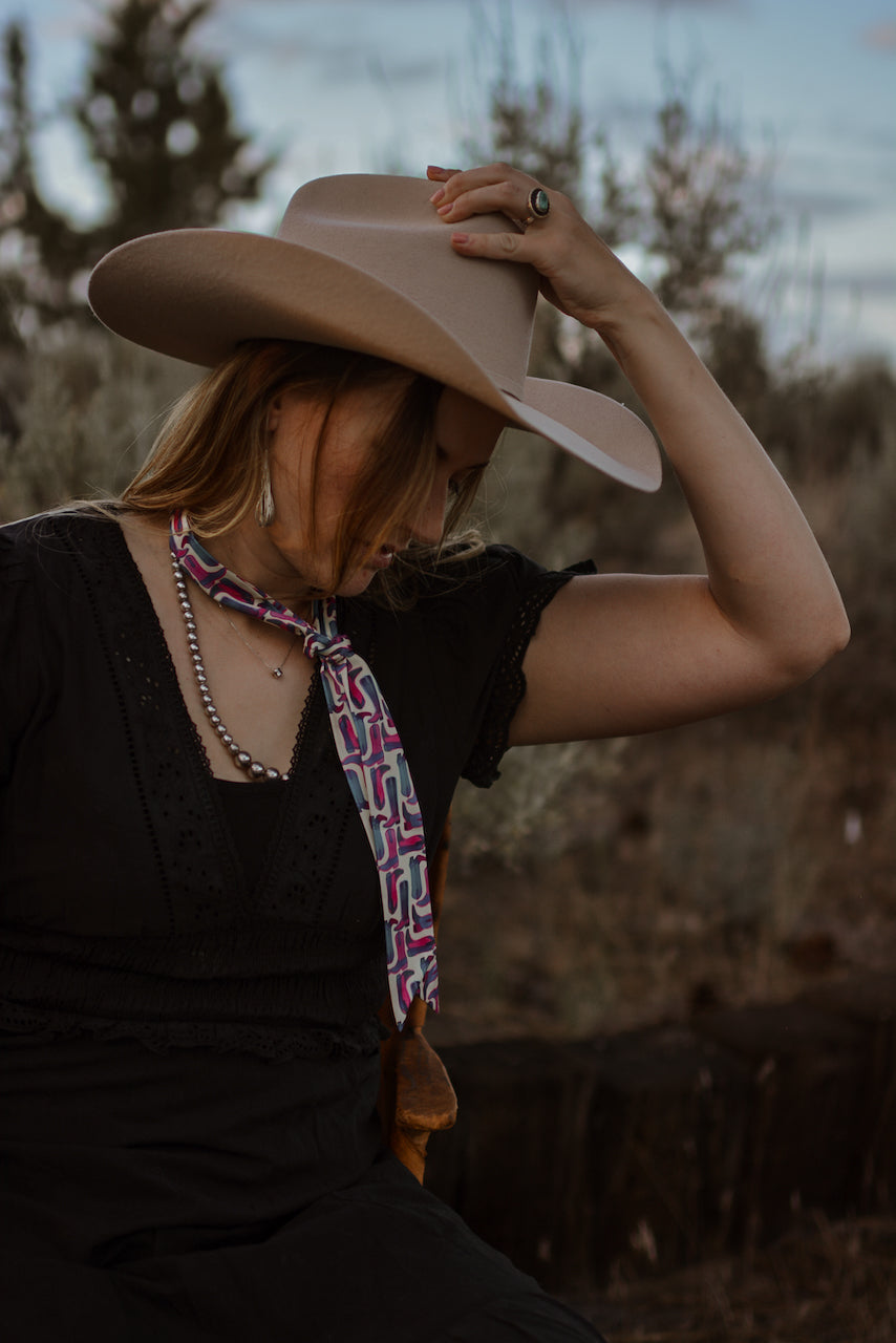 Cotton Candy Cowgirl Silk Twilly Scarf