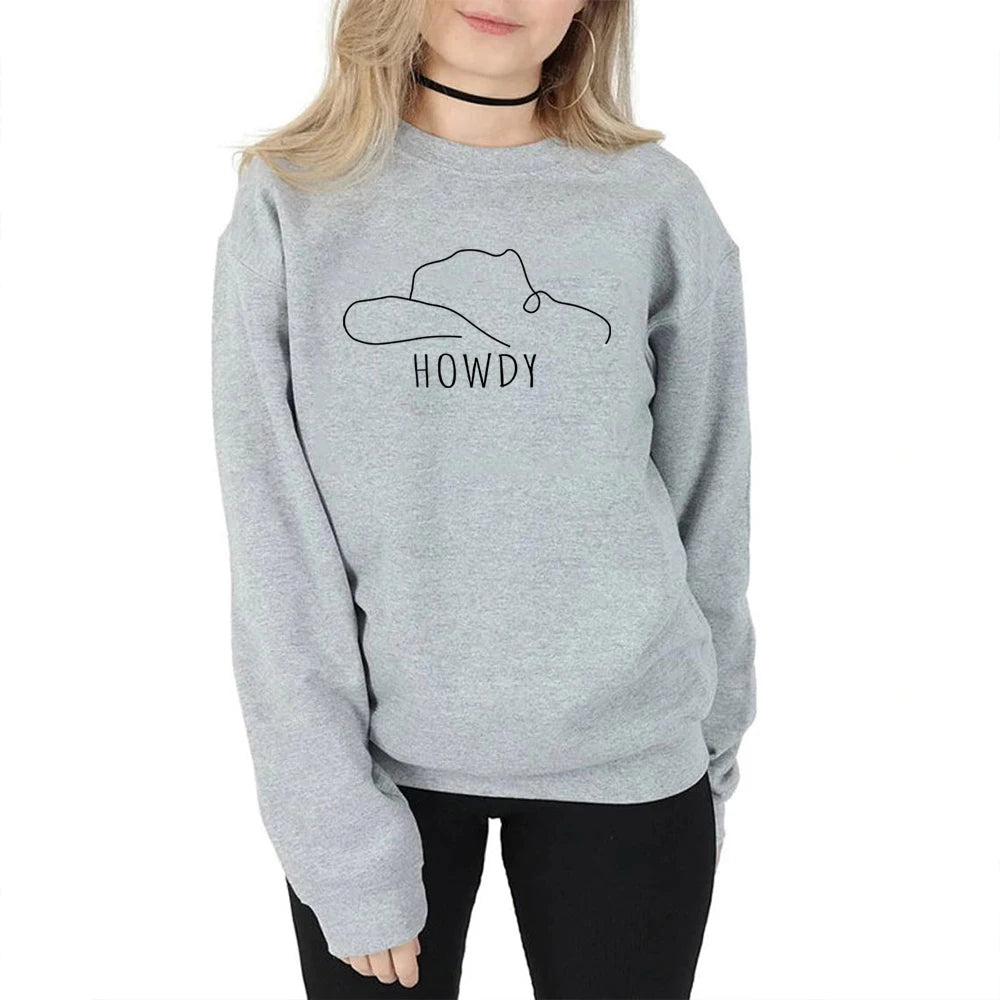Howdy Hat Sweatshirt Country Western Cowgirl Style Country Music Top Tee Graphic