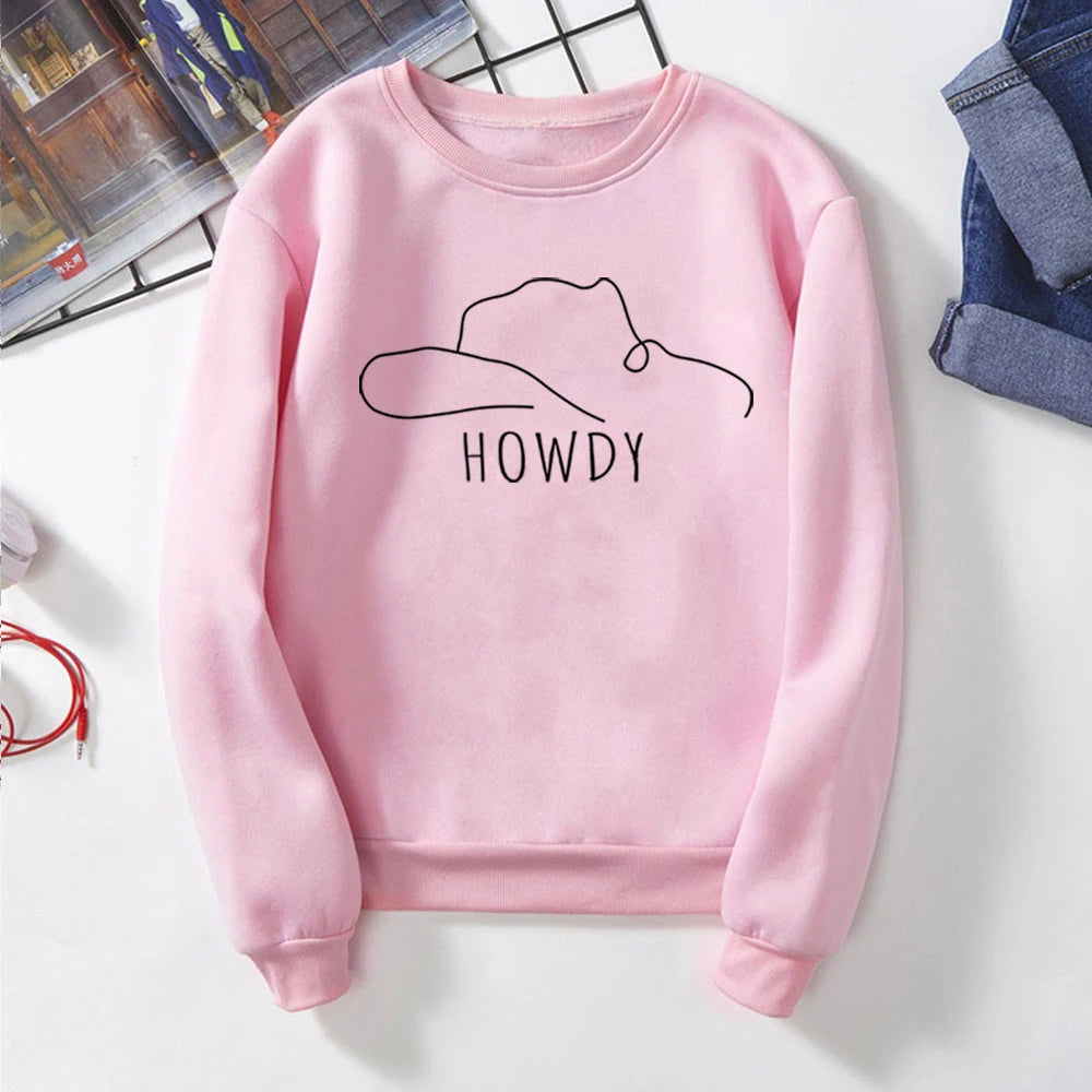 Howdy Hat Sweatshirt Country Western Cowgirl Style Country Music Top Tee Graphic
