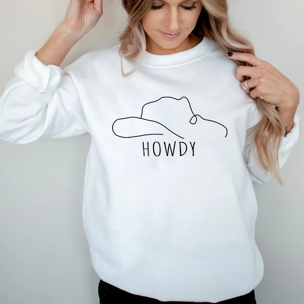 Howdy Hat Sweatshirt Country Western Cowgirl Style Country Music Top Tee Graphic