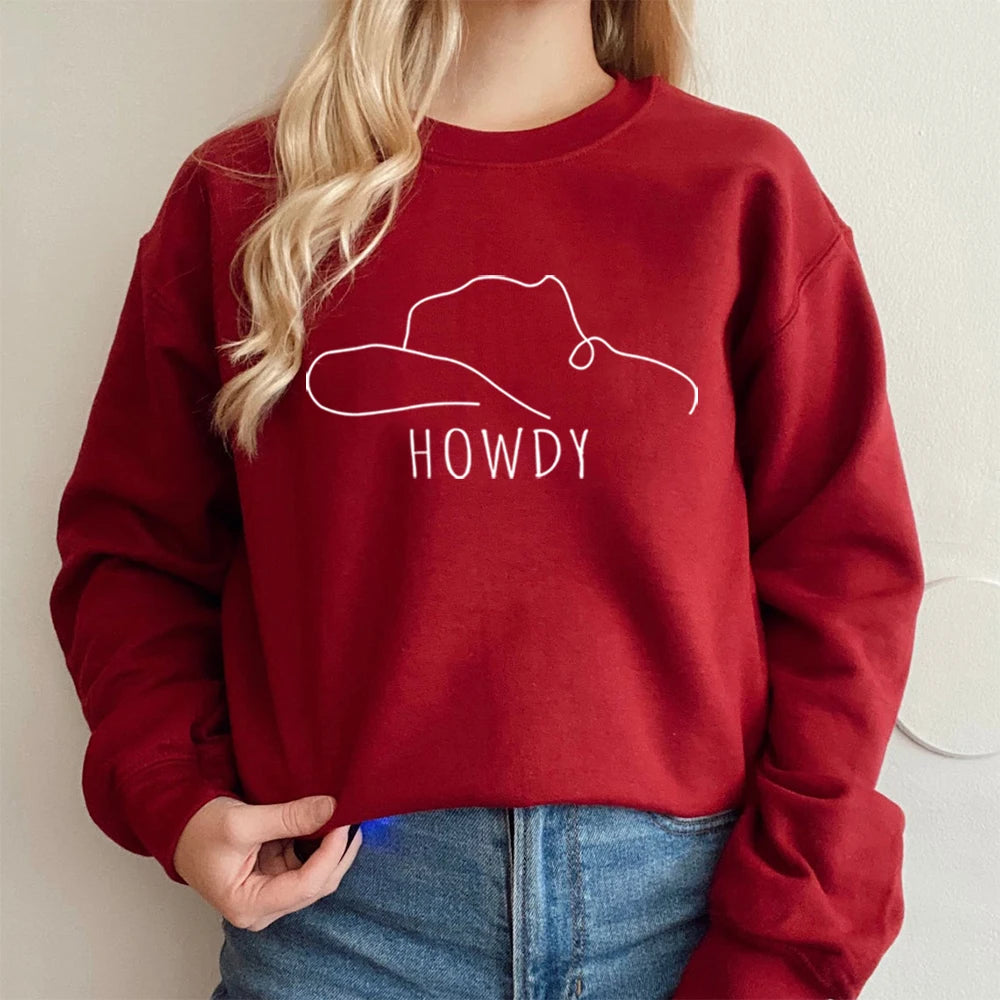 Howdy Hat Sweatshirt Country Western Cowgirl Style Country Music Top Tee Graphic