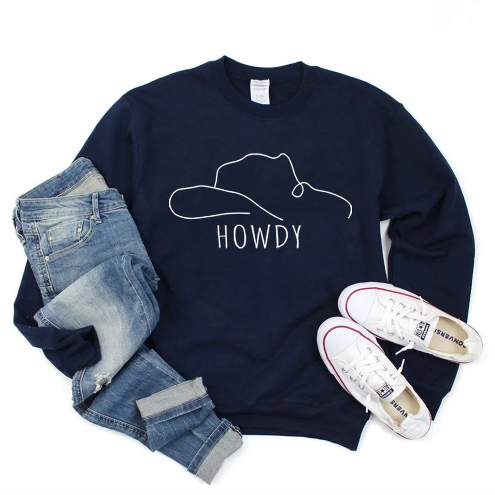 Howdy Hat Sweatshirt Country Western Cowgirl Style Country Music Top Tee Graphic