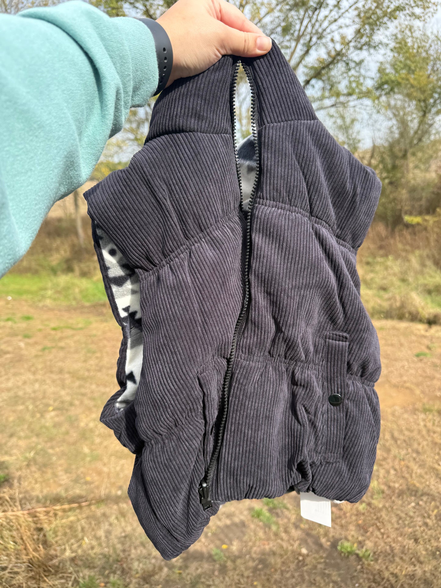 Reversible Aztec Print Corduroy Puffer Vest