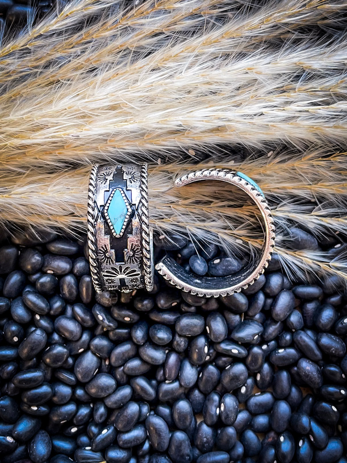 Nova Stud Hoop Fashion Earring - Silver/Turquoise