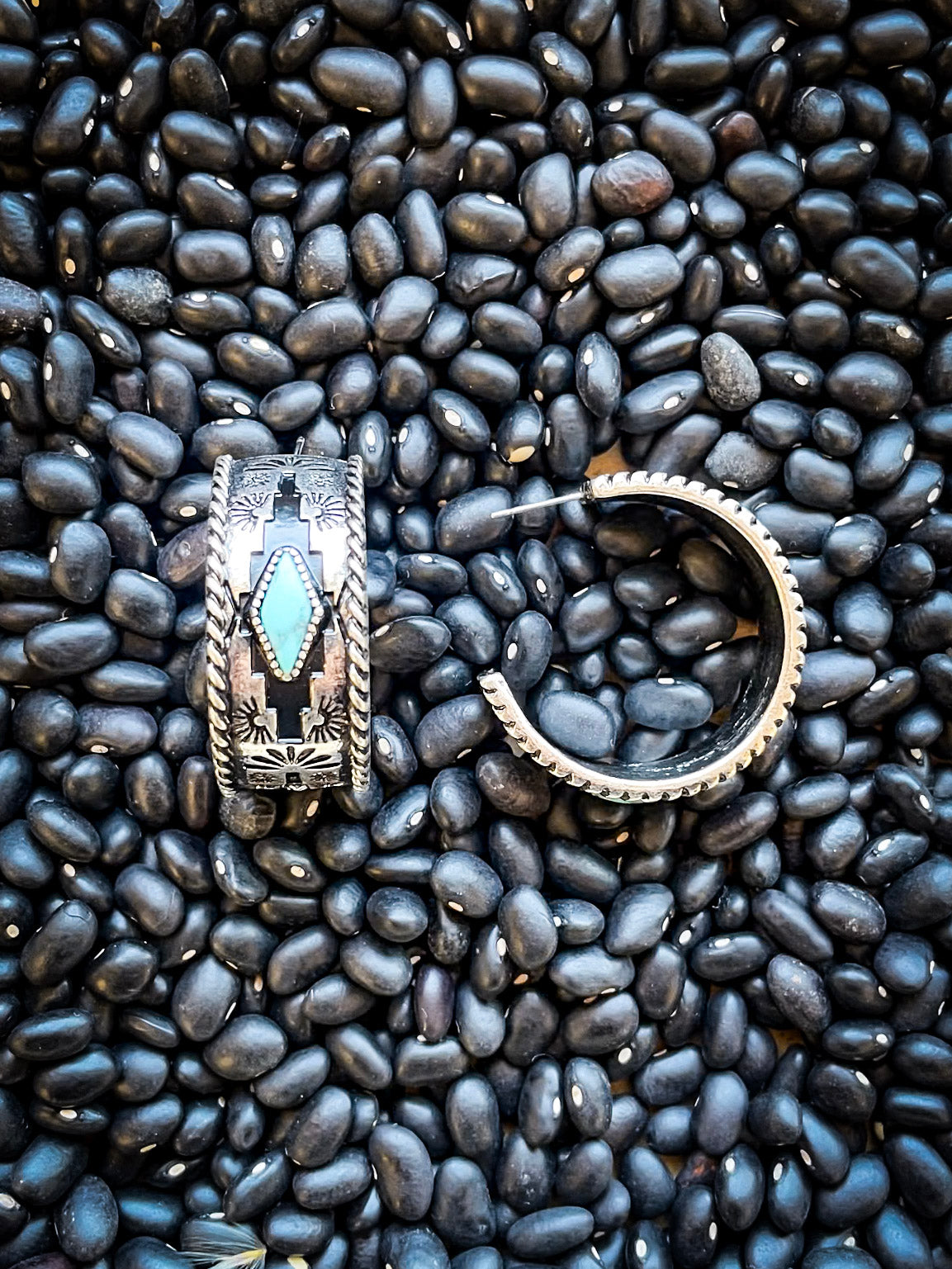 Nova Stud Hoop Fashion Earring - Silver/Turquoise