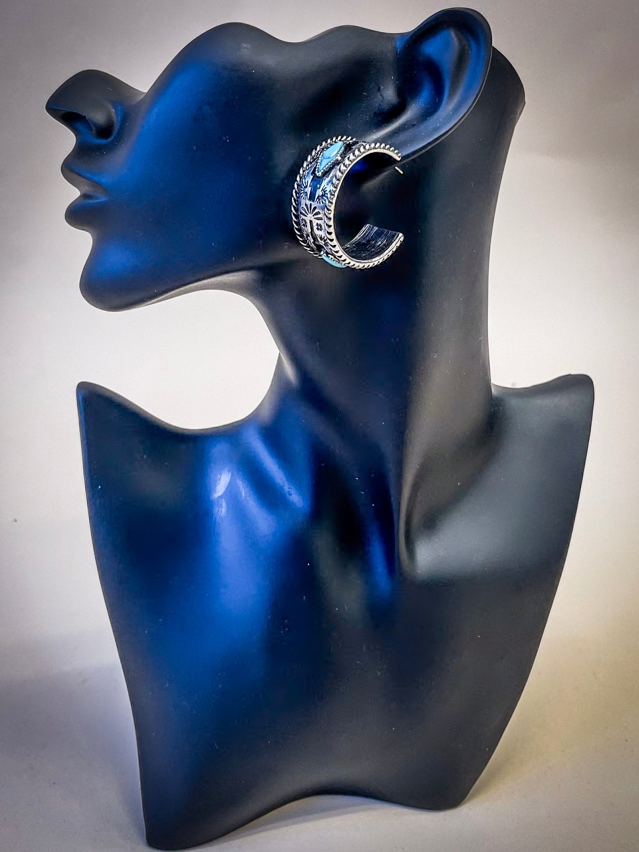 Nova Stud Hoop Fashion Earring - Silver/Turquoise