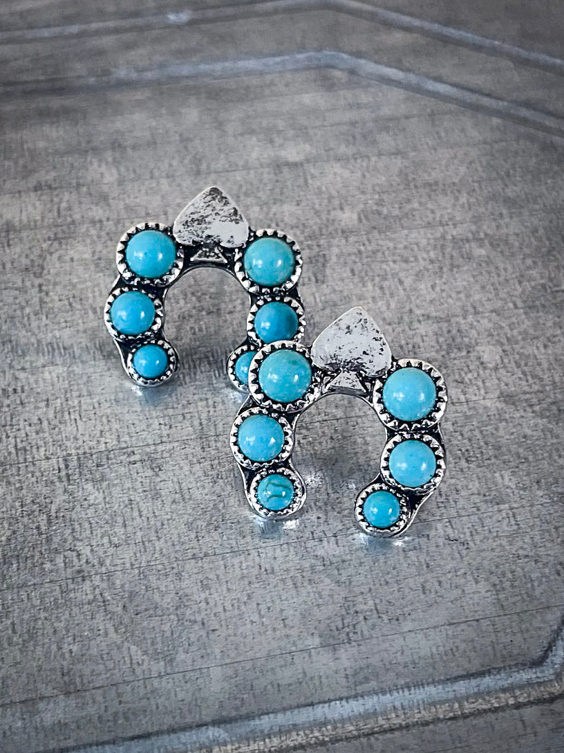 Etta Spade Stud Fashion Earring - Turquoise