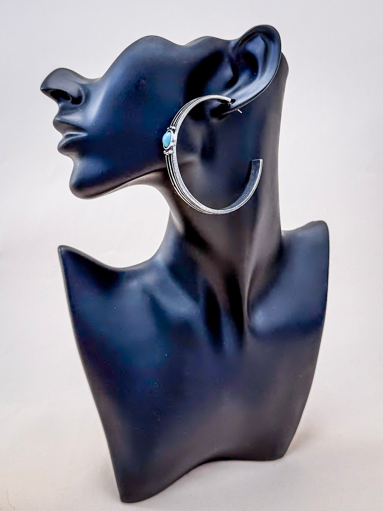 Darla Hoop Fashion Earring - Silver/Turquoise