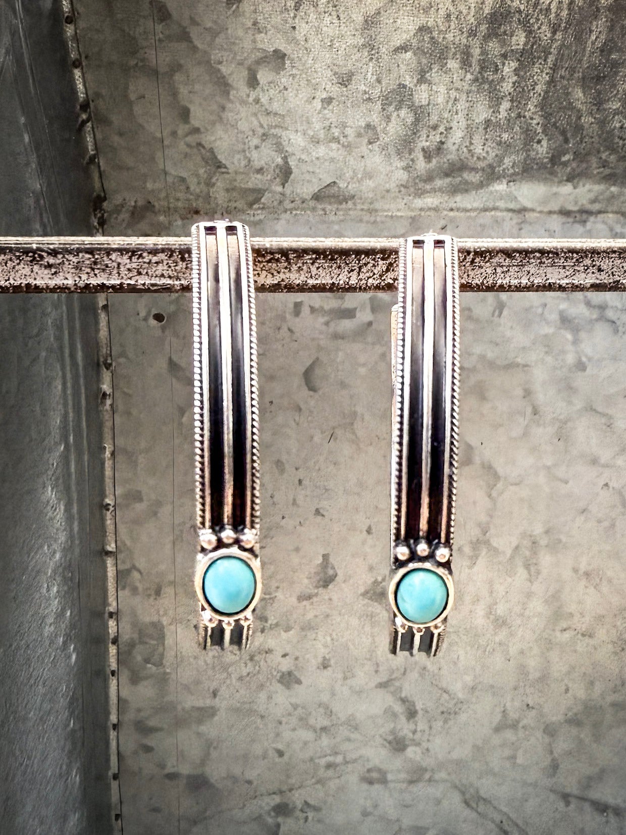 Darla Hoop Fashion Earring - Silver/Turquoise