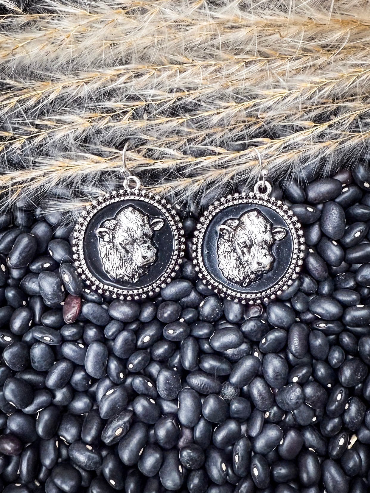 Cow Head Cameo Dangle Fashion Earrings