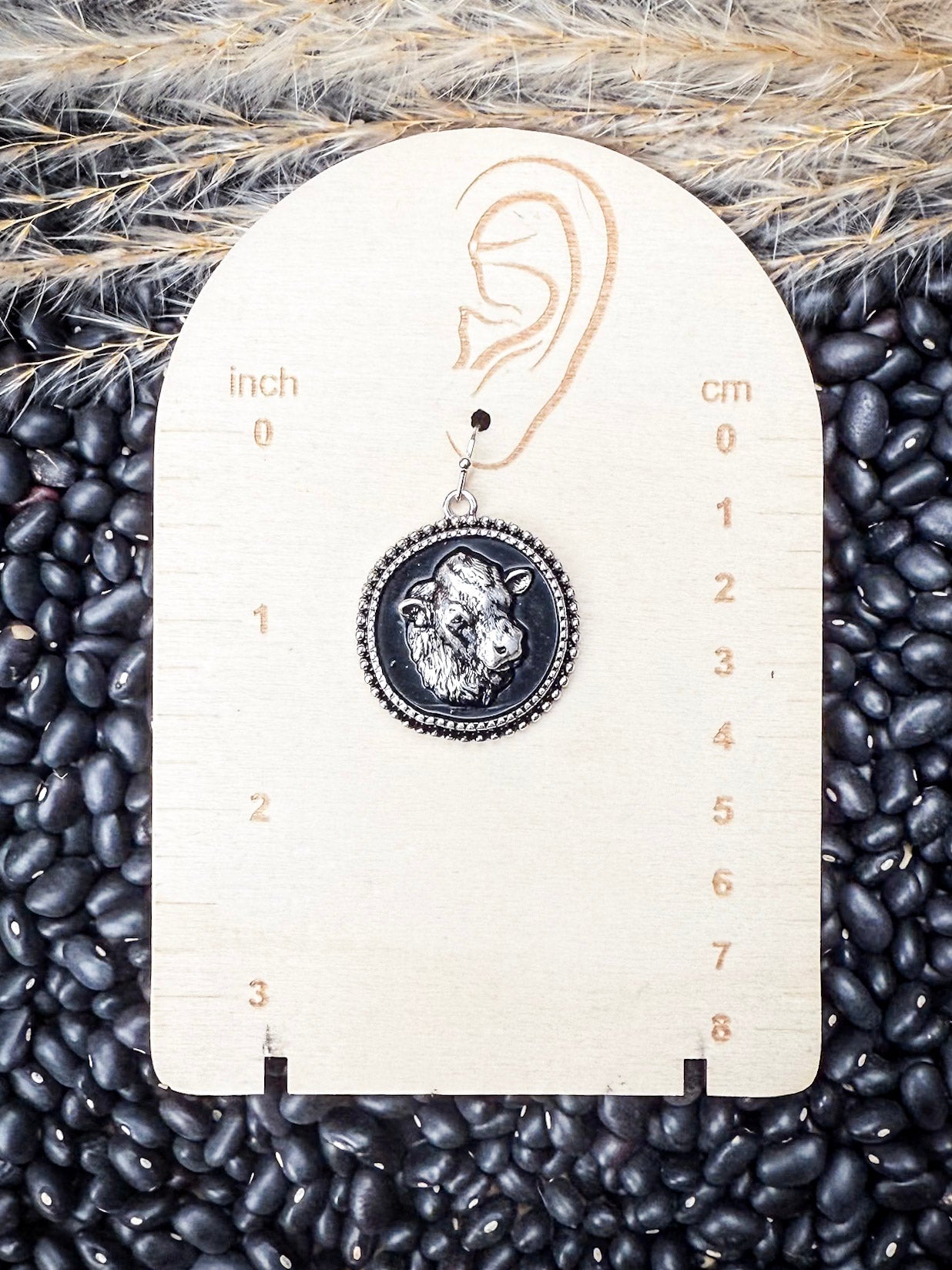 Cow Head Cameo Dangle Fashion Earrings