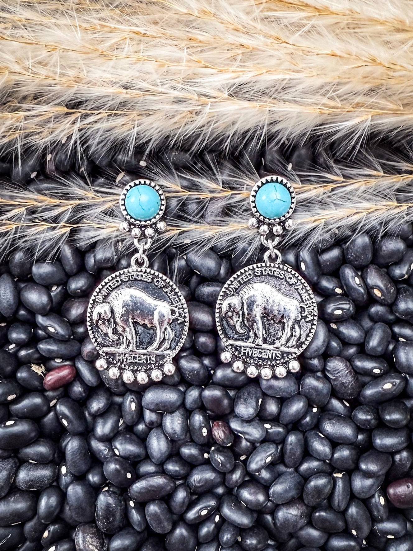 Range Western Buffalo Coin Fashion Stud Earrings