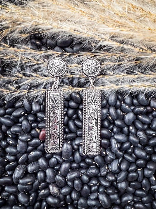 Out West Bar Dangle Fashion Earrings - Silver