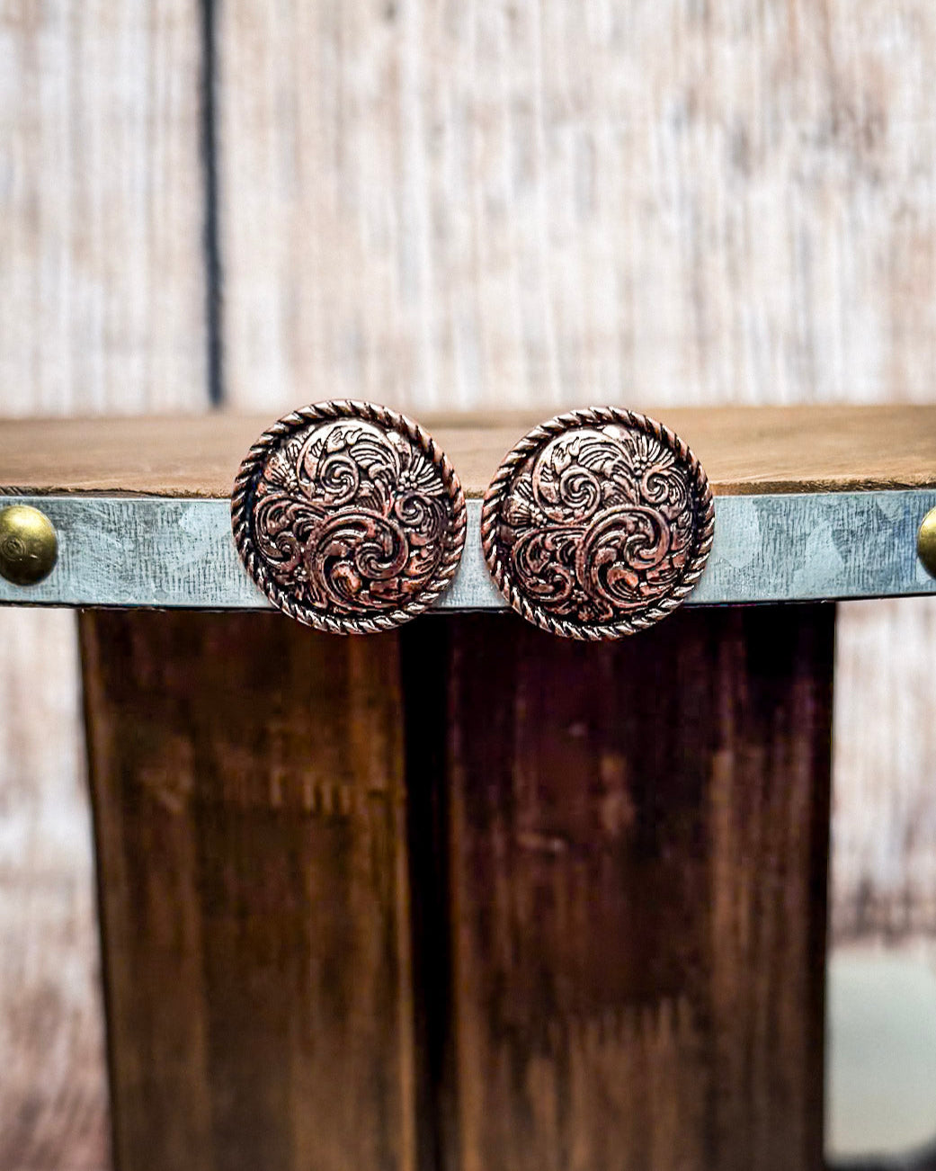 Ellie Western Rope Filigree Round Fashion Stud Earrings