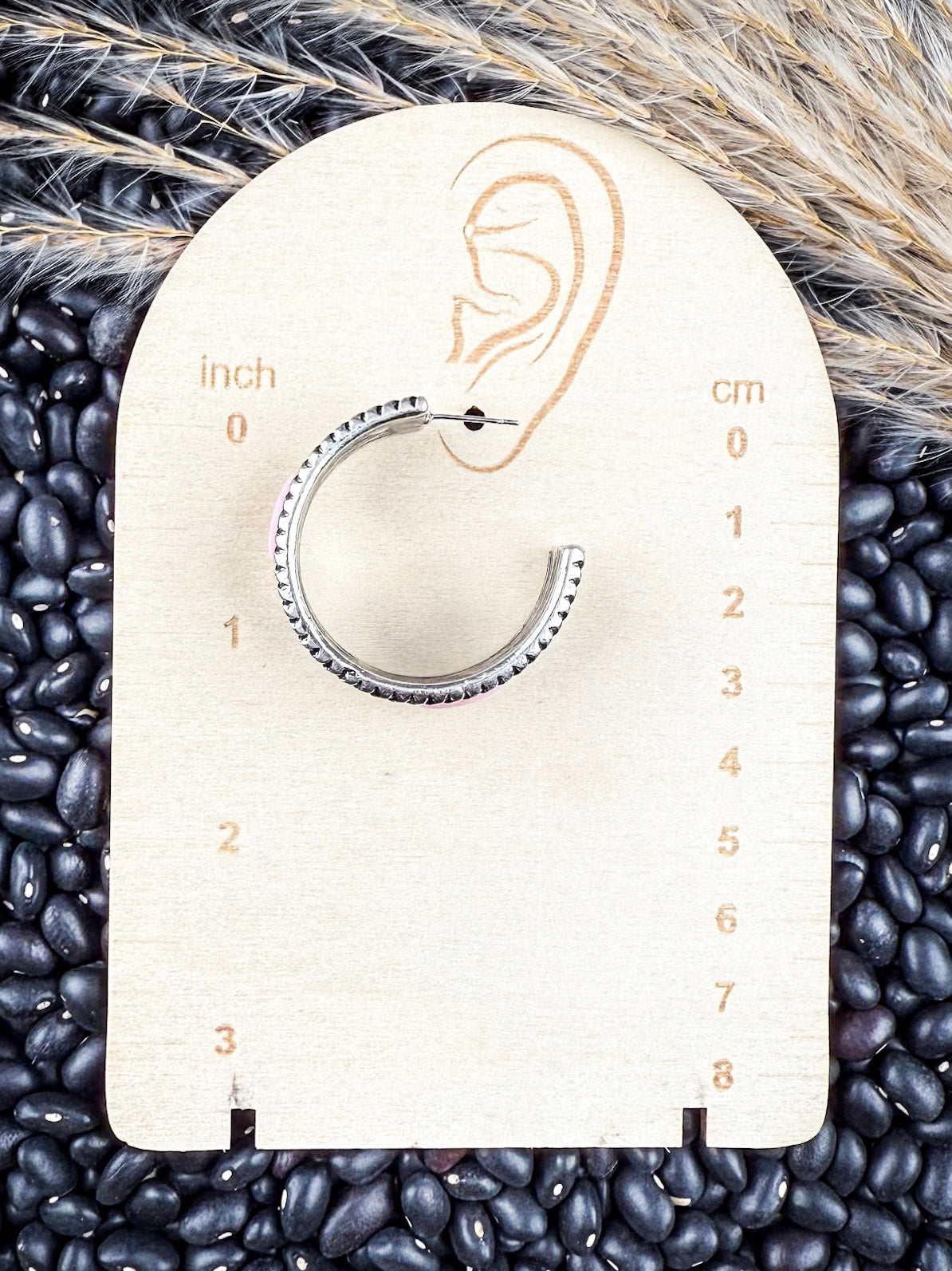 Nova Stud Fashion Hoop Earring - Silver/Pink