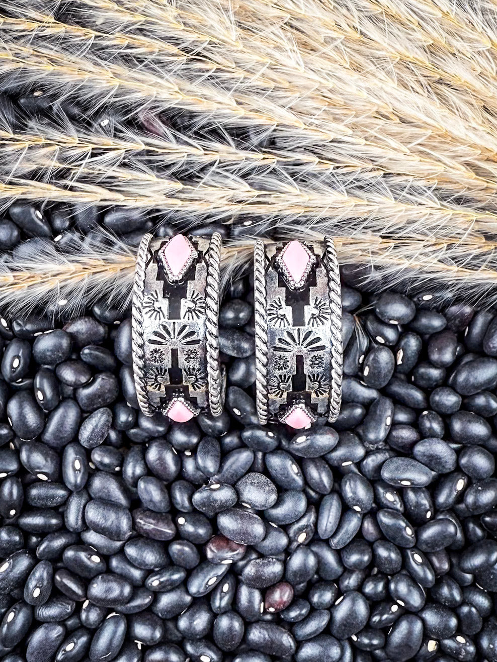 Nova Stud Fashion Hoop Earring - Silver/Pink