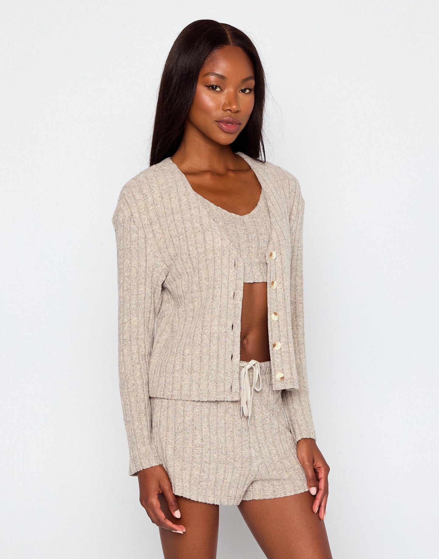 Mai Long Sleeve Cardigan - Oatmeal