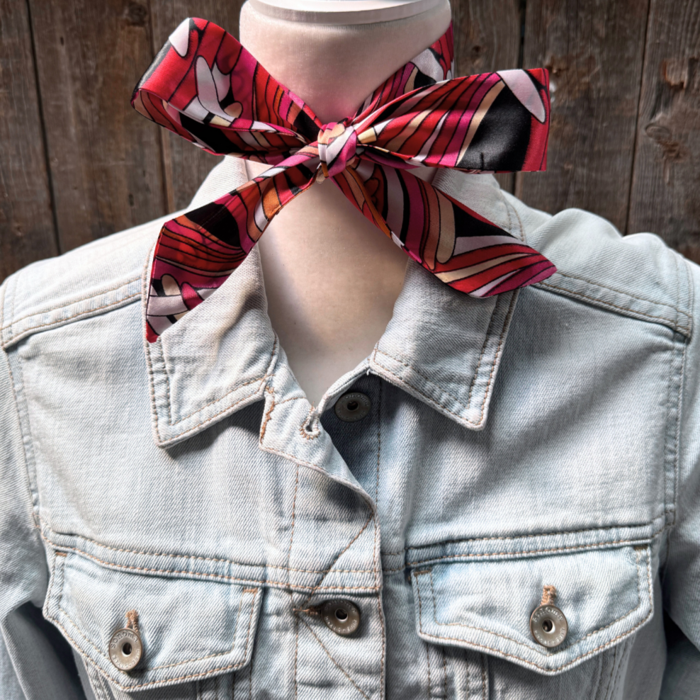 Red and Pink Western Skinny Mini Wild Rag Scarf / Cowgirl Necktie #TW315