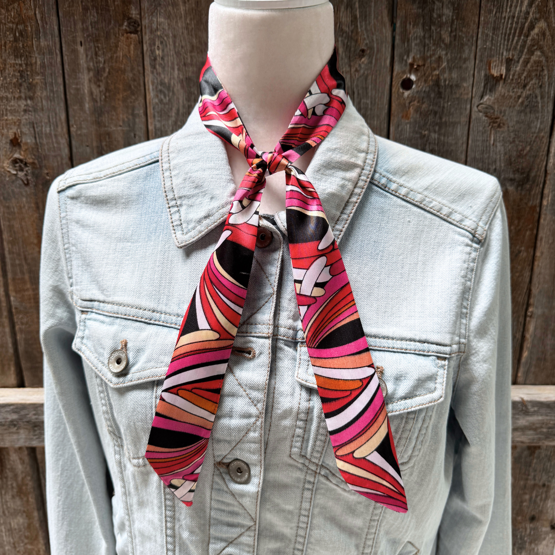 Red and Pink Western Skinny Mini Wild Rag Scarf / Cowgirl Necktie #TW315