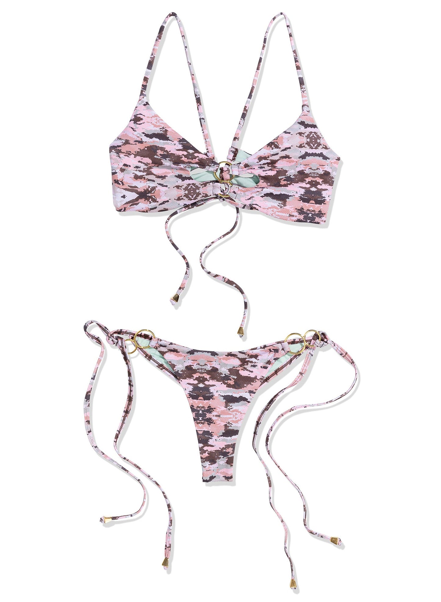 Rachel Bikini Top with Ring Detail - Desert Dusk Camo Print