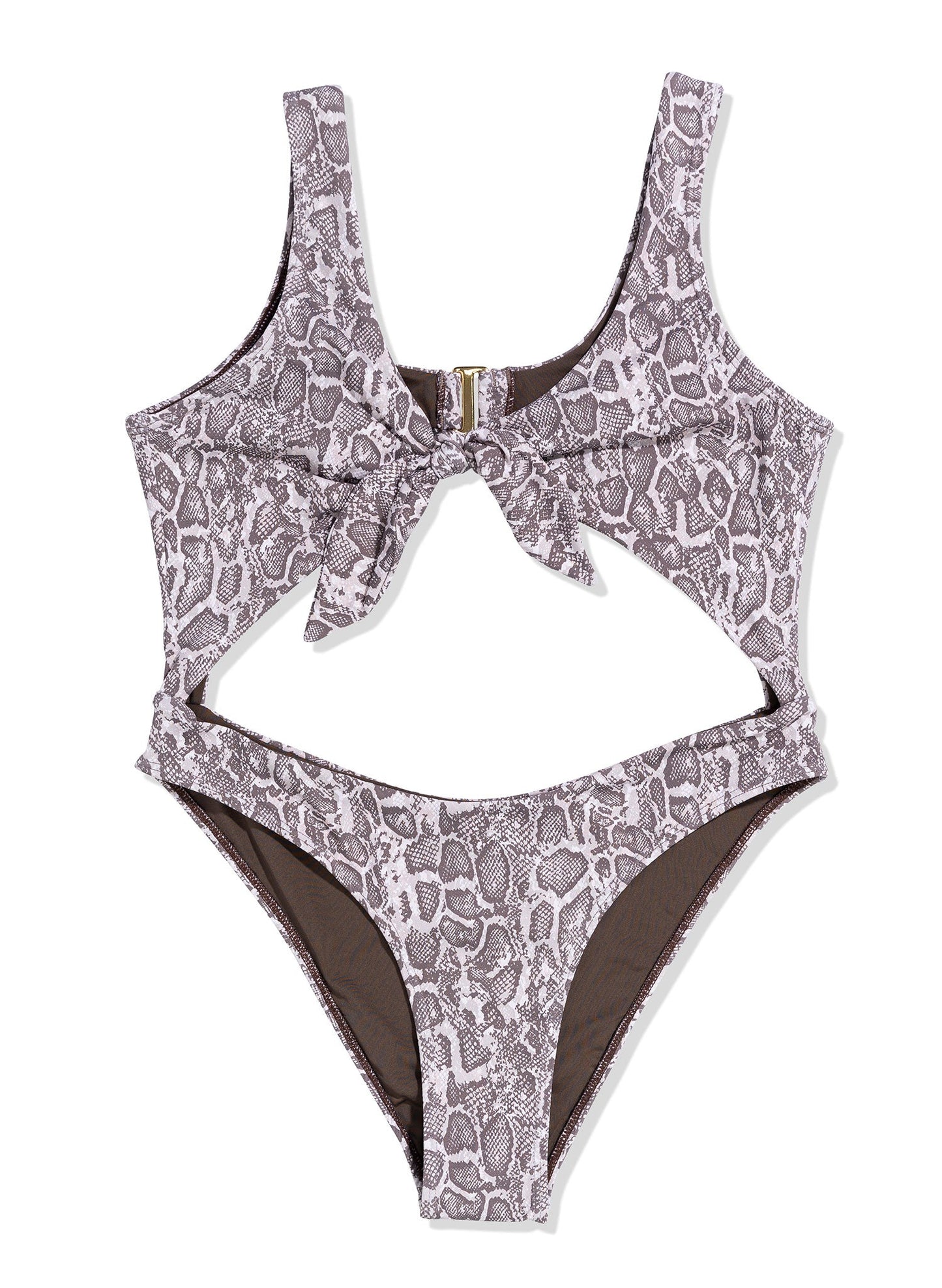 Siena Front Knot One Piece Swimsuit - Wild Venom Snakeskin Print