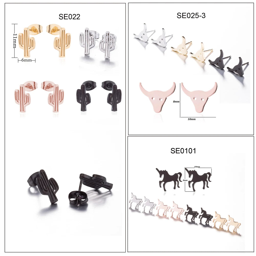 Stainless Steel Earring Western Equestrian Horse Cowgirl Boot Horseshoe Earrings