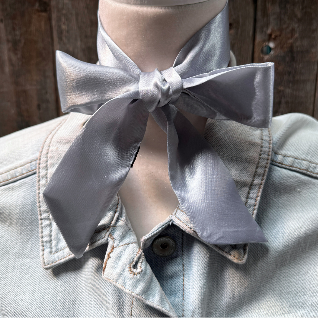 Silver / Grey Western Skinny Mini Wild Rag Scarf / Cowgirl Necktie #TW304