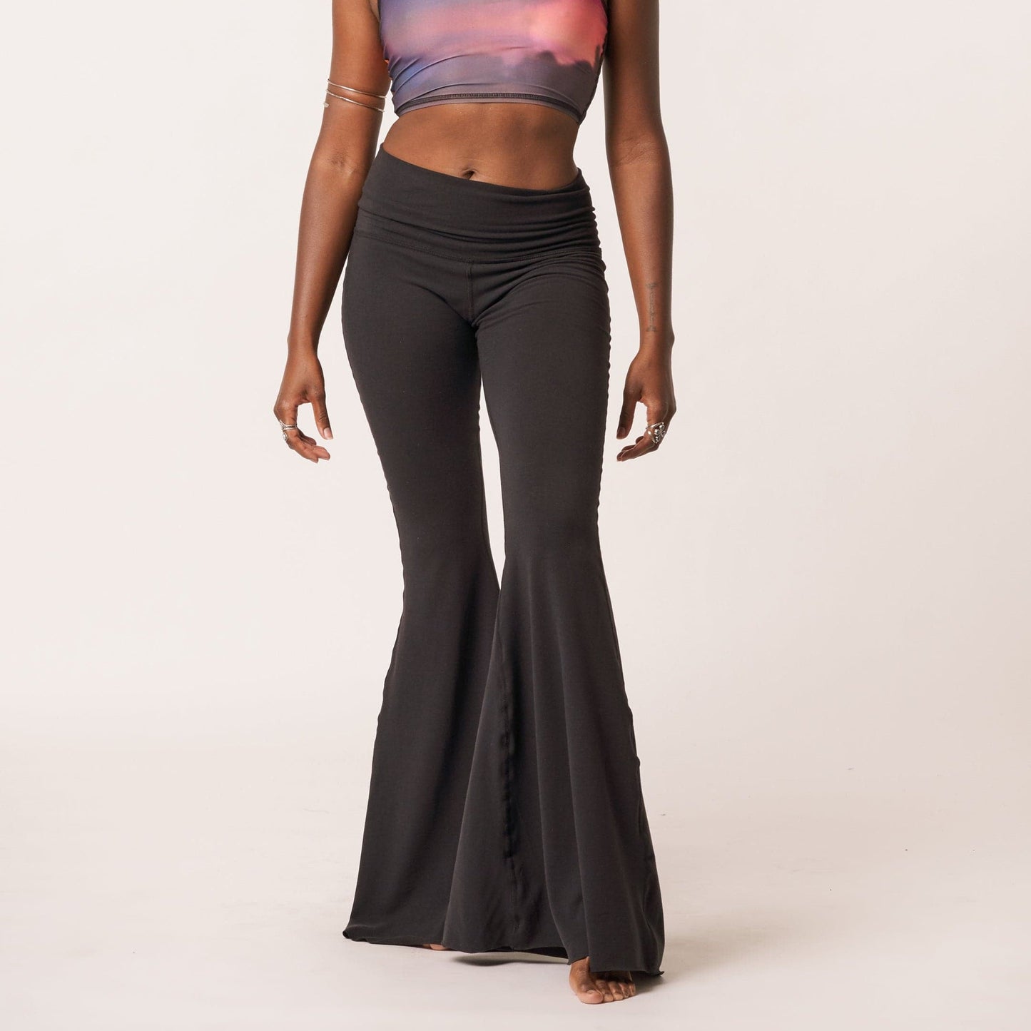 Solid Black Long Bell Bottom
