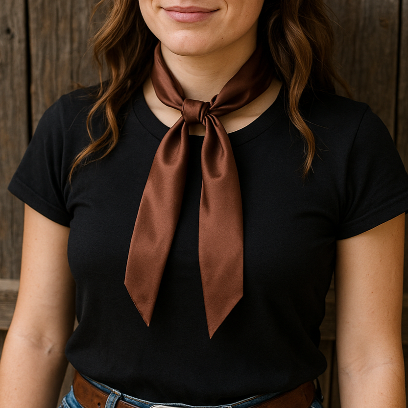 Brown Western Skinny Mini Wild Rag Scarf / Cowgirl Necktie #TW311