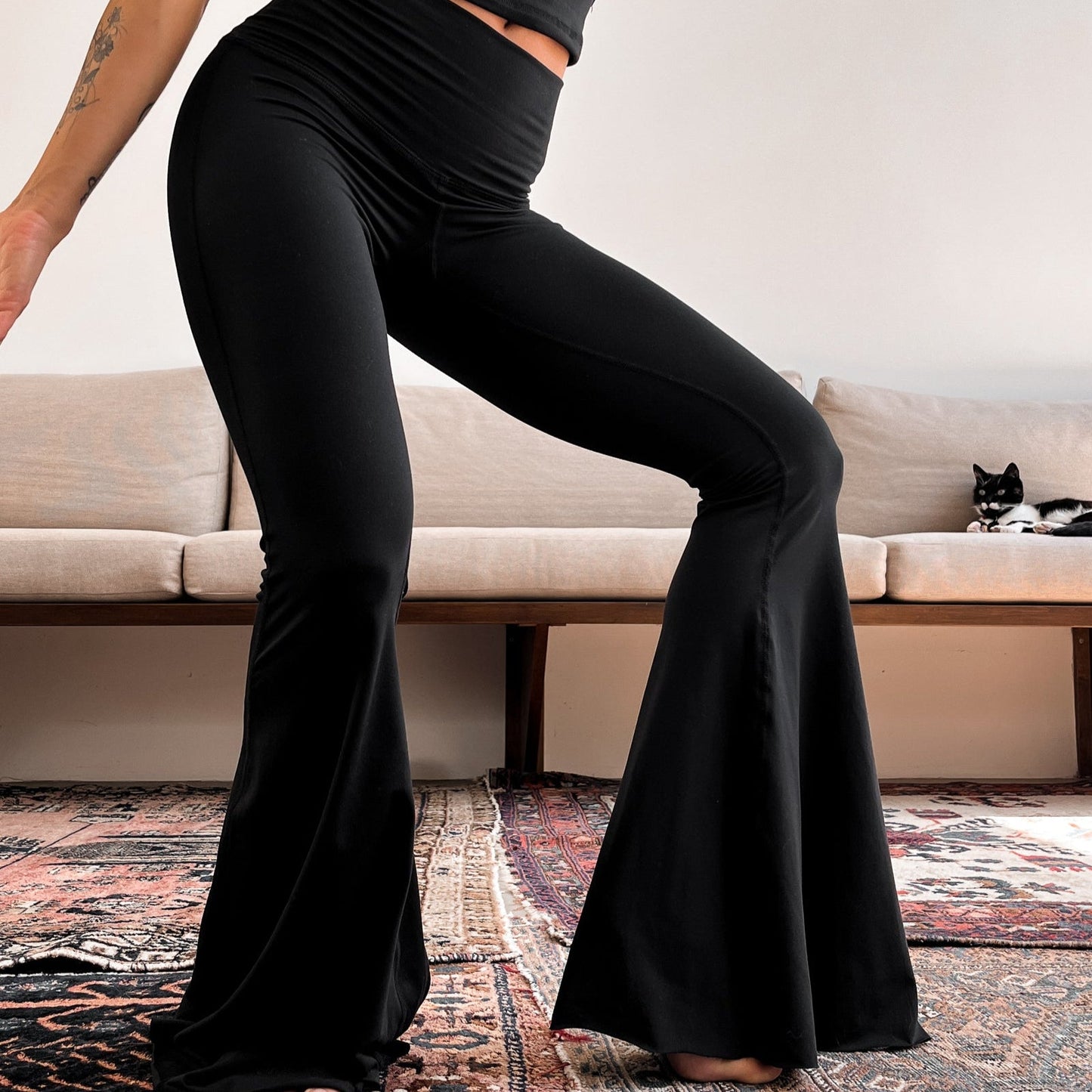 Solid Black Crop Bell Bottom ♡ *Waitlist