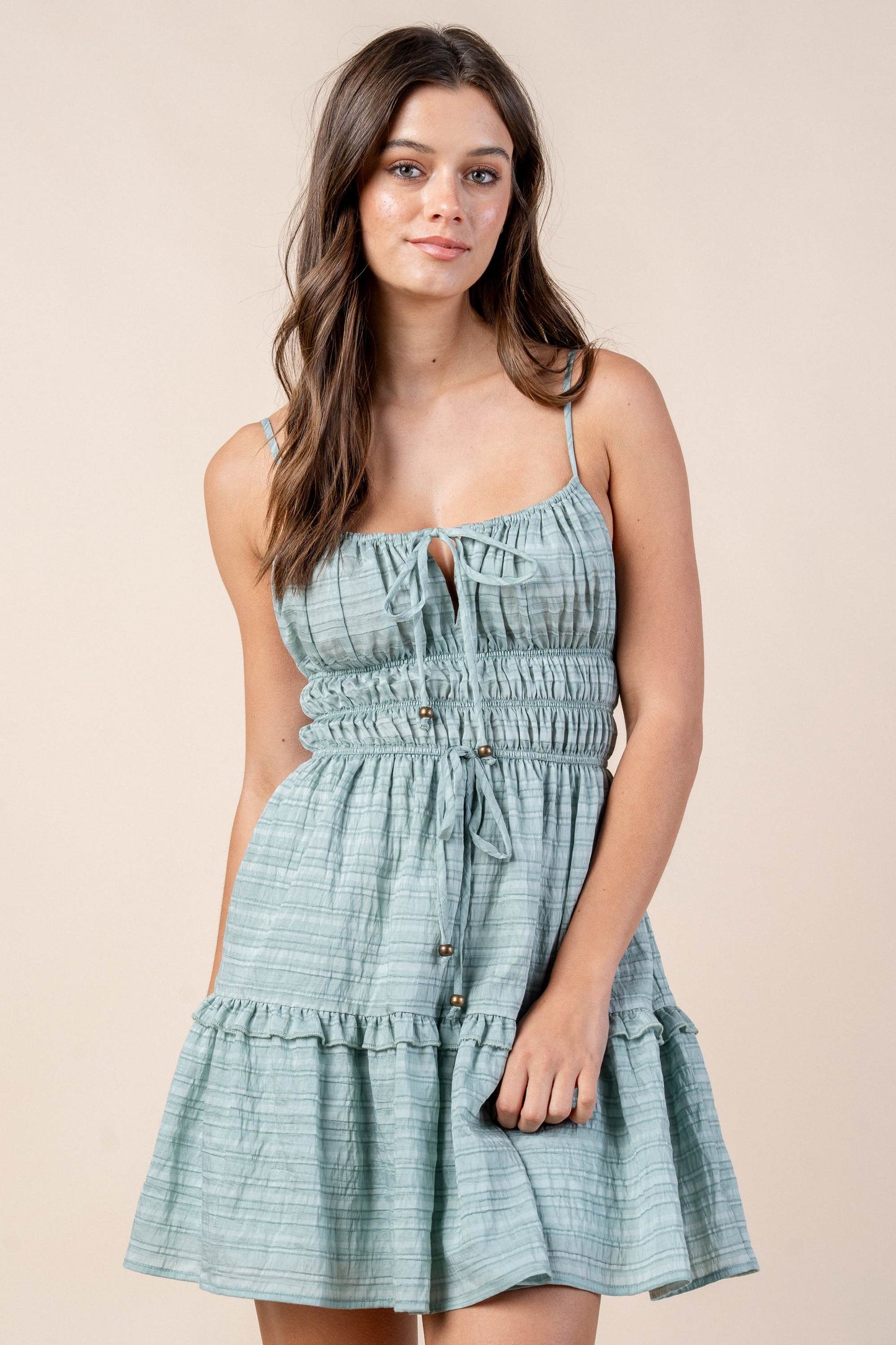 JACQUARD NYLON RAYON MINI DRESS